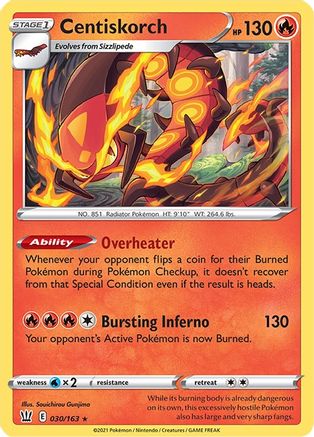 Centiskorch 030  - Reverse Holofoil SWSH05 Battle Styles - Rare