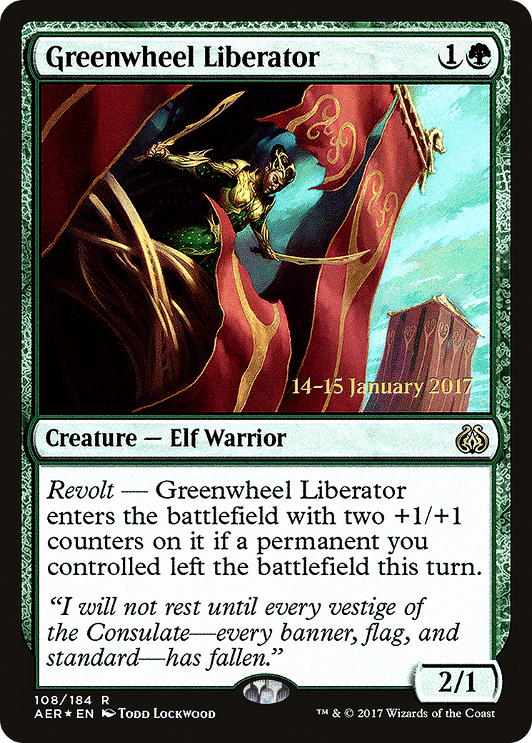 Greenwheel Liberator (PRE-108S) - Aether Revolt Promos Foil