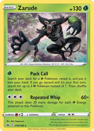Zarude 019  - Reverse Holofoil SWSH06 Chilling Reign - Holo Rare