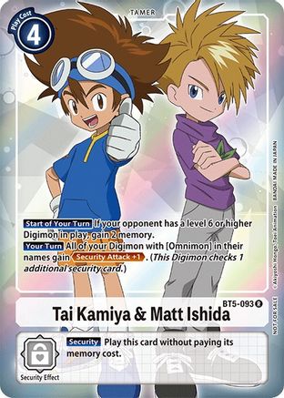Tai Kamiya & Matt Ishida (Box Topper) (BT5-093) - Battle of Omni Foil