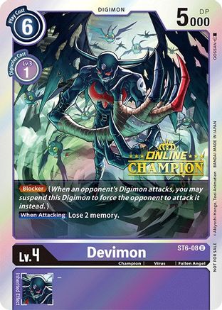 Devimon - ST6-08 (2021 Championship Online Regional) [Online Champion] (ST6-08) - Starter Deck 06: Venomous Violet Foil