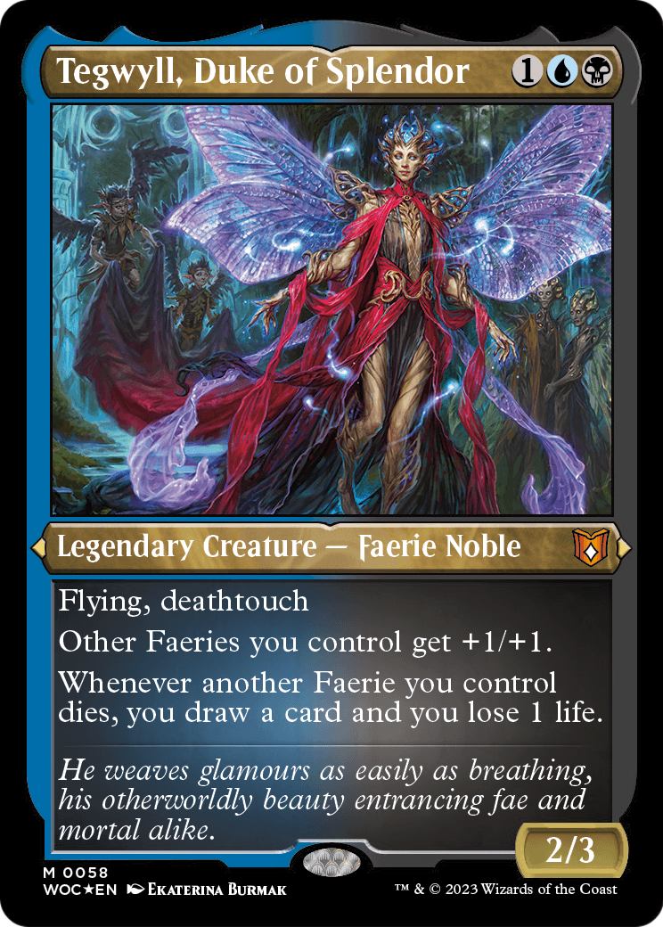 Tegwyll, Duke of Splendor (Display Commander) - Thick Stock (WOC-058) - Wilds of Eldraine Commander Foil