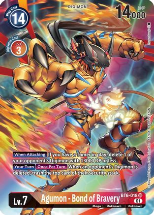 Agumon - Bond of Bravery (Alternate Art) (BT6-018) - Double Diamond Foil