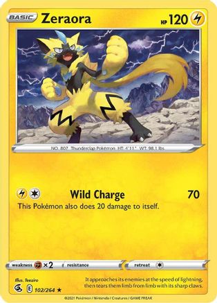 Zeraora 102  - Reverse Holofoil SWSH08 Fusion Strike - Rare