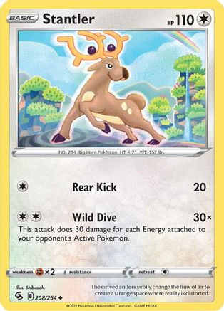 Stantler 208  - Reverse Holofoil SWSH08 Fusion Strike - Uncommon