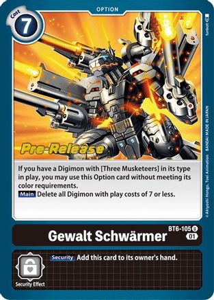 Gewalt Schwarmer (BT6-105) - Double Diamond Pre-Release Cards Foil