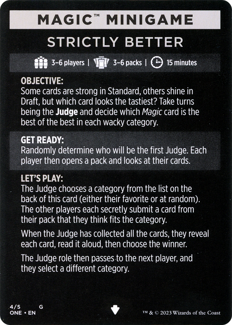 Strictly Better // Strictly Better (cont'd) (MONE-004) - Phyrexia: All Will Be One Minigames Foil