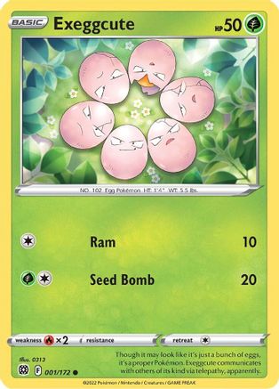 Exeggcute 001  - Reverse Holofoil SWSH09 Brilliant Stars - Common