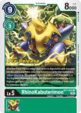 Rhinokabuterimon (BT7-051) - Next Adventure Pre-Release Cards Foil
