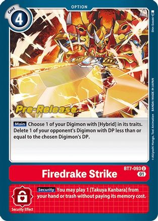 Firedrake Strike (BT7-093) - Next Adventure Pre-Release Cards Foil