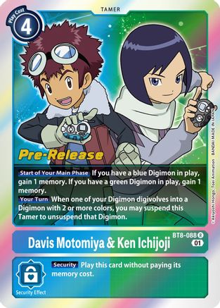 Davis Motomiya & Ken Ichijoji (BT8-088) - New Awakening Pre-Release Cards