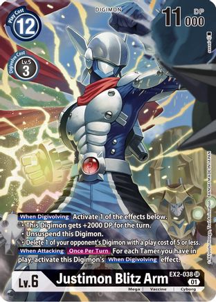 Justimon Blitz Arm (Alternate Art) (EX2-038) - Digital Hazard Foil