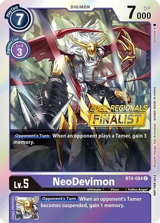 NeoDevimon (2022 Championship Online Regional) [Online Finalist] (BT4-084) - Great Legend Foil