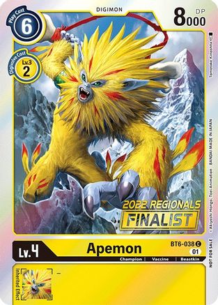 Apemon (2022 Championship Online Regional) [Online Finalist] (BT6-038) - Double Diamond Foil