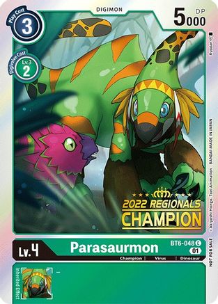 Parasaurmon (2022 Championship Online Regional) [Online Champion] (BT6-048) - Double Diamond Foil