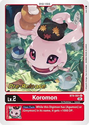 Koromon (BT9-001) - X Record Pre-Release Cards Foil