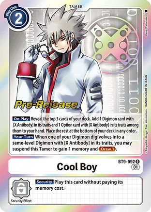 Cool Boy (BT9-092) - X Record Pre-Release Cards Foil