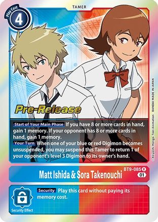Matt Ishida & Sora Takenouchi (BT9-085) - X Record Pre-Release Cards Foil