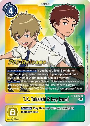 T.K. Takaishi & Izzy Izumi (BT9-087) - X Record Pre-Release Cards Foil