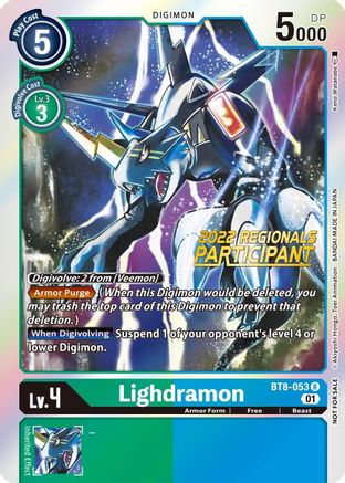Lighdramon (2022 Championship Offline Regional) [Online Participant] (BT8-053) - New Awakening Foil
