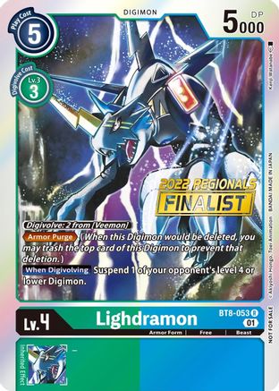 Lighdramon (2022 Championship Offline Regional) [Online Finalist] (BT8-053) - New Awakening Foil
