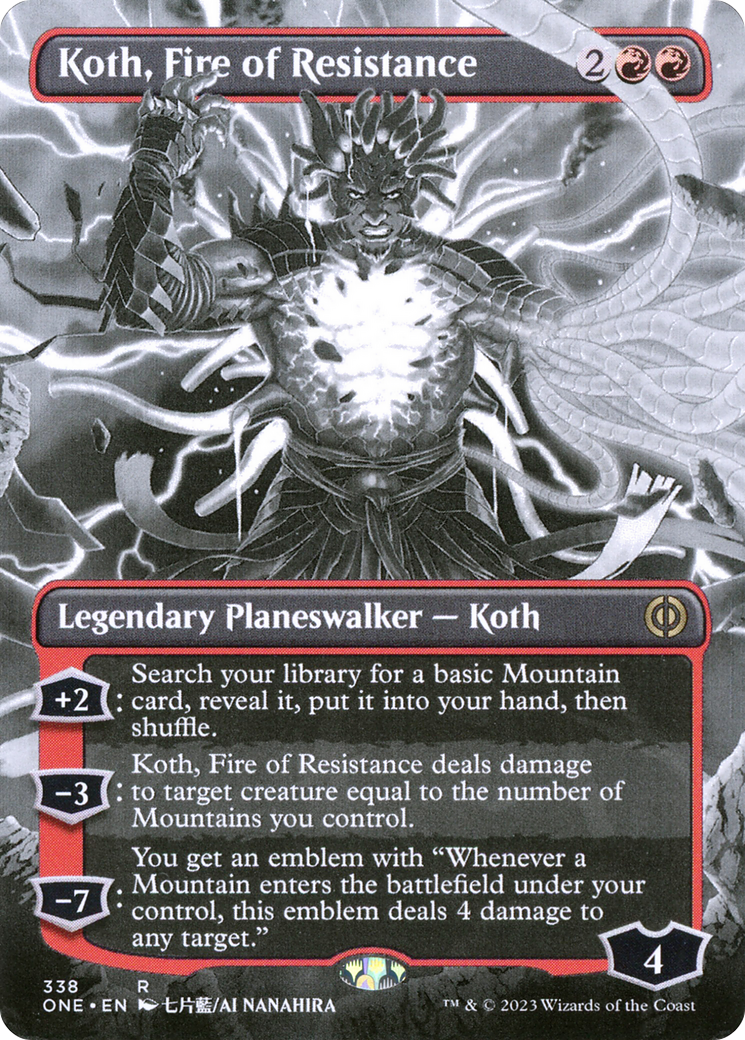 Koth, Fire of Resistance (Borderless) (ONE-338) - Phyrexia: All Will Be One: (Showcase)