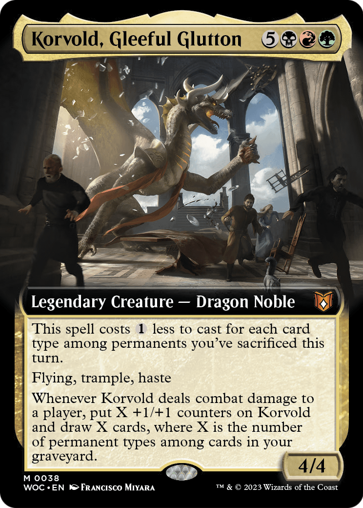 Korvold, Gleeful Glutton (Extended Art) (WOC-038) - Wilds of Eldraine Commander: (Extended Art) Foil
