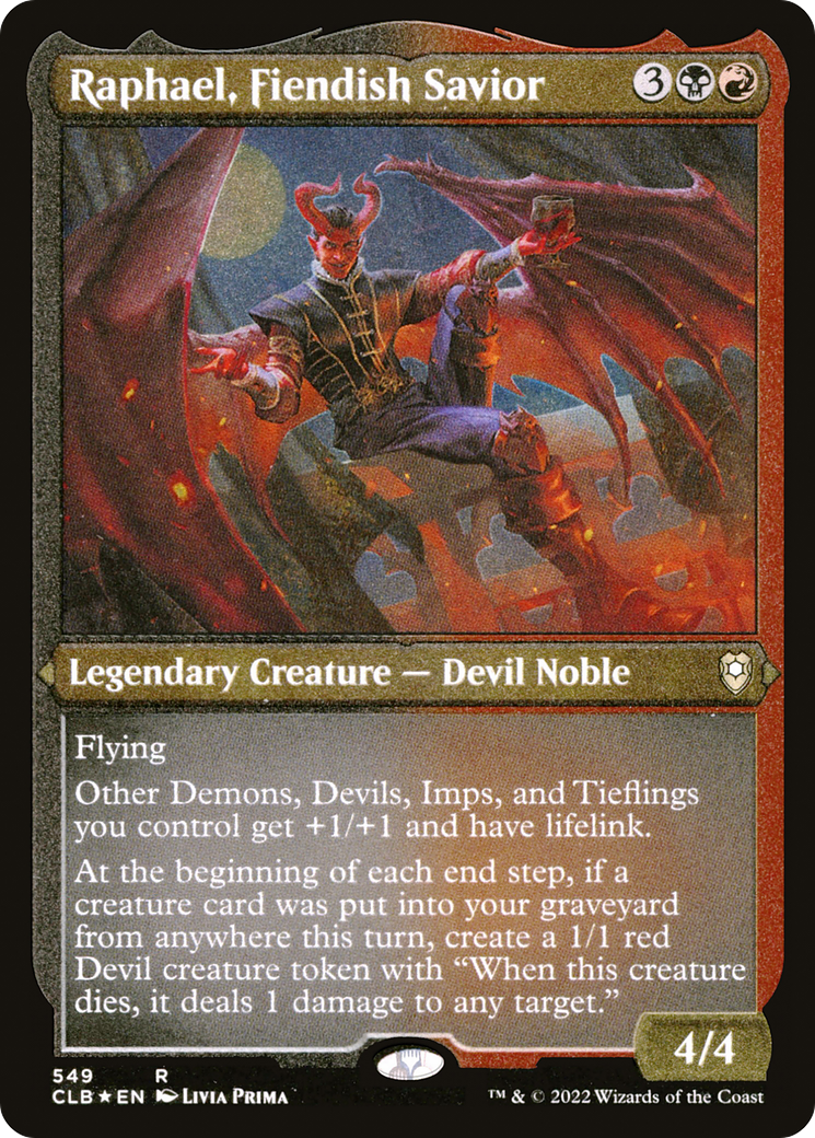 Raphael, Fiendish Savior (Foil Etched) (CLB-549) - Commander Legends: Battle for Baldur's Gate Foil