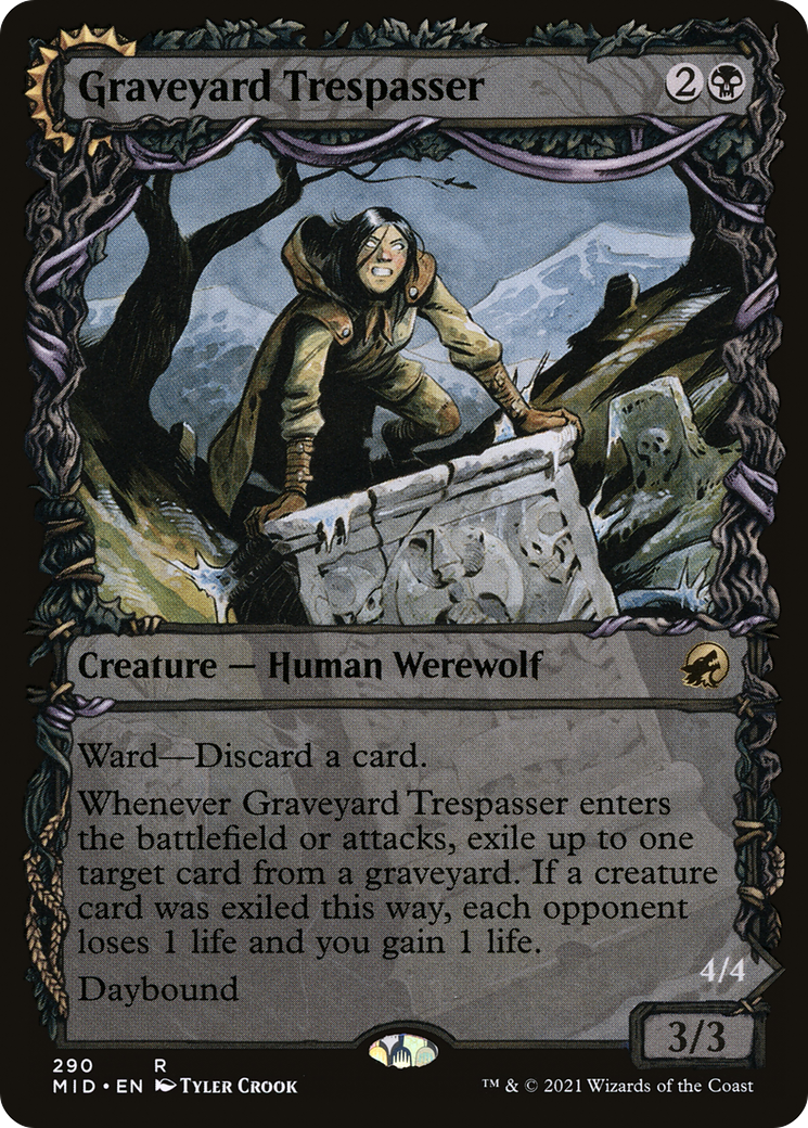 Graveyard Trespasser (Showcase) (MID-290) - Innistrad: Midnight Hunt: (Showcase, Double Faced Transform) Foil