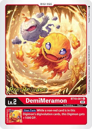 DemiMeramon (BT10-001) - Xros Encounter Pre-Release Cards Foil