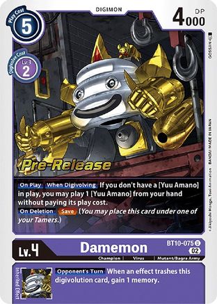 Damemon (BT10-075) - Xros Encounter Pre-Release Cards Foil