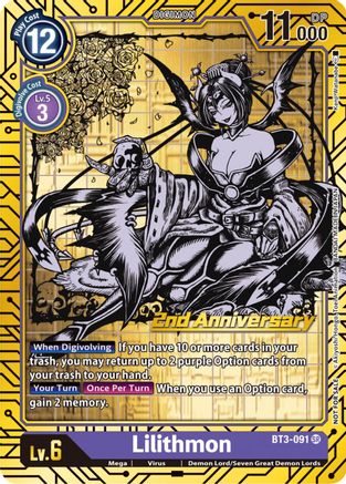 Lilithmon (2nd Anniversary Card Set) (BT3-091) - Release Special Booster 1.0 Foil