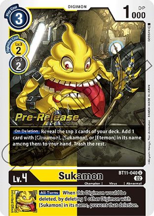Sukamon (BT11-040) - Dimensional Phase Pre-Release Cards Foil