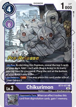 Chikurimon (BT11-077) - Dimensional Phase Pre-Release Cards Foil