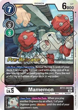 Mamemon (BT11-068) - Dimensional Phase Pre-Release Cards Foil