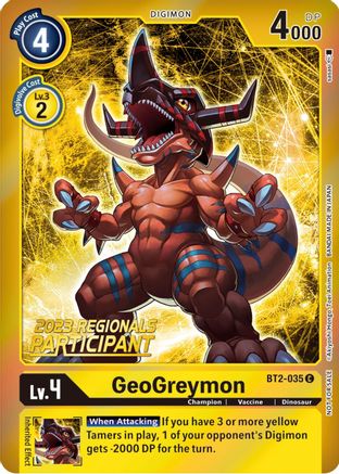 GeoGreymon (2023 Regionals Participant) (BT2-035) - Release Special Booster 1.5 Foil