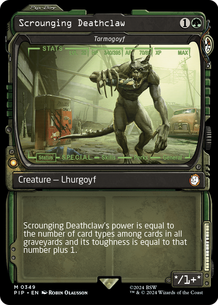 Scrounging Deathclaw - Tarmogoyf (Showcase) (PIP-349) - Fallout / Scrounging Deathclaw: (Showcase)