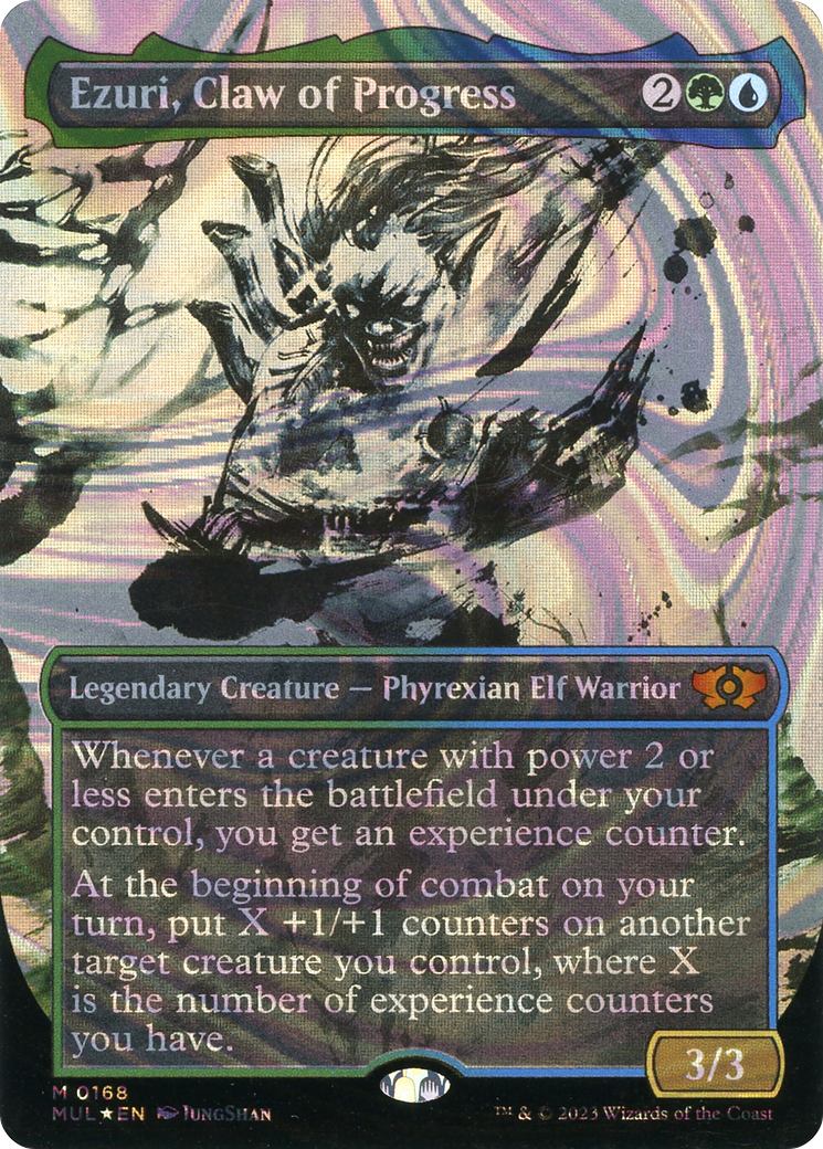 Ezuri, Claw of Progress (Halo Foil) (MUL-168) - Multiverse Legends: (Showcase) (Borderless) Foil