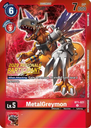 MetalGreymon - BT1-021 (2023 Regionals Participant) (BT1-021) - Release Special Booster 1.0 Foil