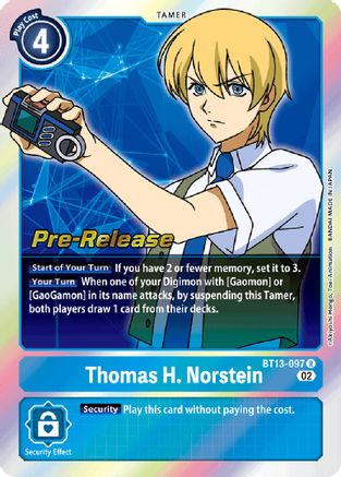 Thomas H. Norstein (BT13-097) - Versus Royal Knights Pre-Release Cards Foil