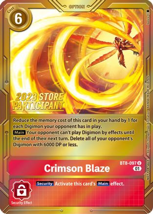 Crimson Blaze (2023 Store Participant) (BT8-097) - New Awakening Foil