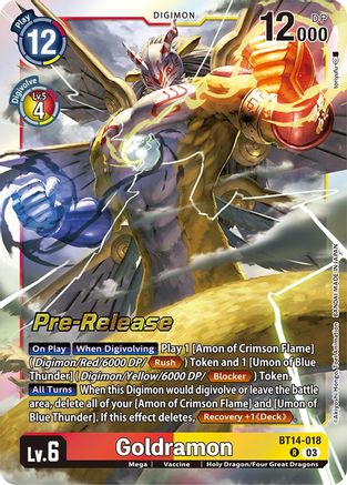 Goldramon (BT14-018) - Blast Ace Pre-Release Cards Foil
