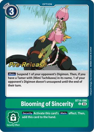 Blooming of Sincerity (BT14-096) - Blast Ace Pre-Release Cards Foil