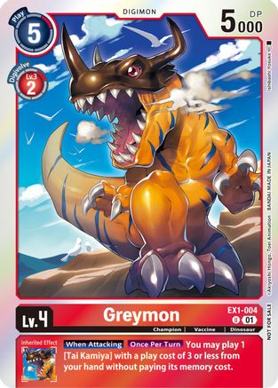 Greymon (Blast Ace Double Pack Set) (EX1-004) - Classic Collection Foil