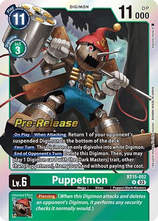 Puppetmon (BT15-052) - Exceed Apocalypse Pre-Release Cards Foil