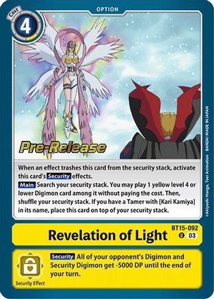 Revelation of Light (BT15-092) - Exceed Apocalypse Pre-Release Cards Foil