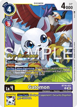 Gatomon (BT16-031) - Beginning Observer Pre-Release Cards Foil