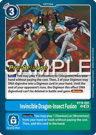 Invincible Dragon-Insect Fusion (BT16-092) - Beginning Observer Pre-Release Cards Foil