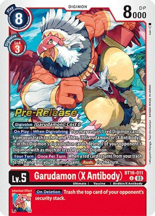 Garudamon (X Antibody) (BT16-011) - Beginning Observer Pre-Release Cards Foil