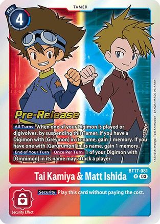 Tai Kamiya & Matt Ishida (BT17-081) - Secret Crisis Pre-Release Cards Foil
